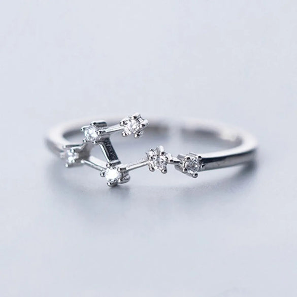 Sterling Silver White Gold Plated Silver Plated Casual Elegant Plating Inlay Constellation Zircon Open Rings