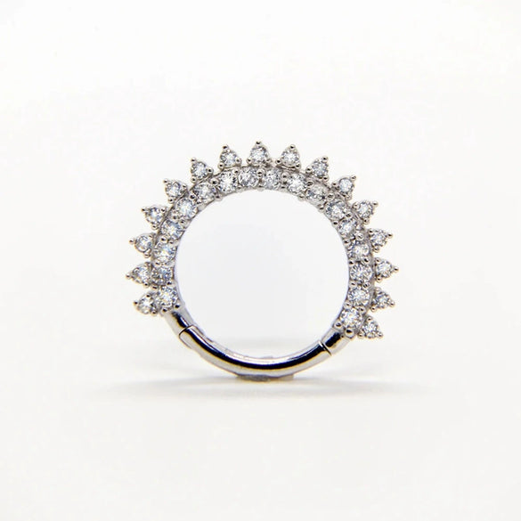 Sterling Silver 925 Women's Body Piercing Cartilage Jewelry Nose Ring Ear Clip Earrings With Flower Double Row Water Drop Zircon Environmental Protection Electroplating