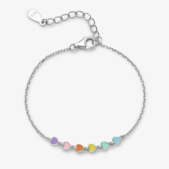 925 Sterling Silver Women's Bracelet And Earrings Set With Heart And Drop Shapes And Dripping Oil Design