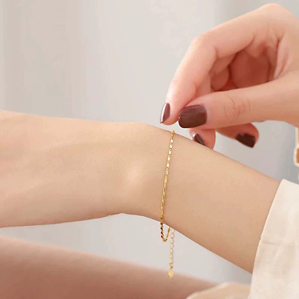 Sterling Silver Women's Bracelet Geometric Design Electroplated