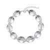 925 Sterling Silver Women's Bracelet With Oval Transparent Crystal Geometric Design Electroplated