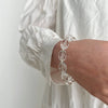 925 Sterling Silver Women's Bracelet With Oval Transparent Crystal Geometric Design Electroplated