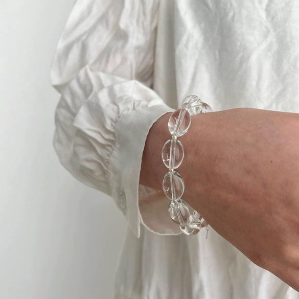 925 Sterling Silver Women's Bracelet With Oval Transparent Crystal Geometric Design Electroplated