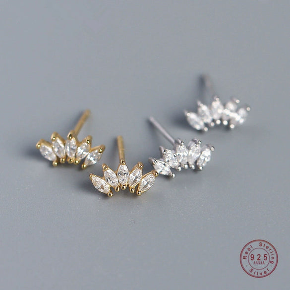 Sterling Silver Women's Earrings Light Luxury Crown Diamond Design