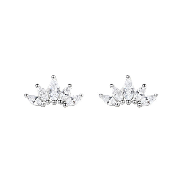 Sterling Silver Women's Earrings Light Luxury Crown Diamond Design