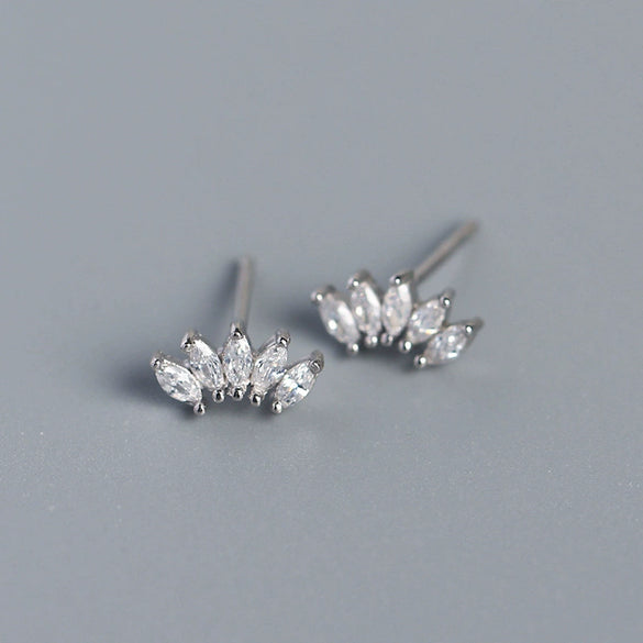 Sterling Silver Women's Earrings Light Luxury Crown Diamond Design
