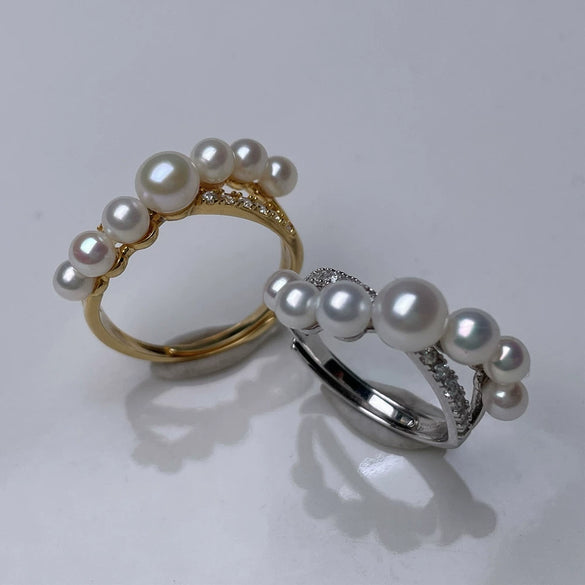 Sterling Silver Women's Freshwater Pearl Multibead Ring