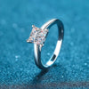 925 Sterling Silver Women's Geometric Flower Ring With Special Shape Four Prong Electroplated Design