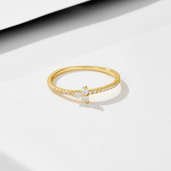 Sterling Silver Women's Geometric Micropaved Zircon Light Luxury Ring