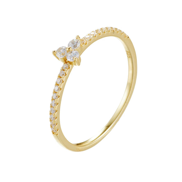Sterling Silver Women's Geometric Micropaved Zircon Light Luxury Ring
