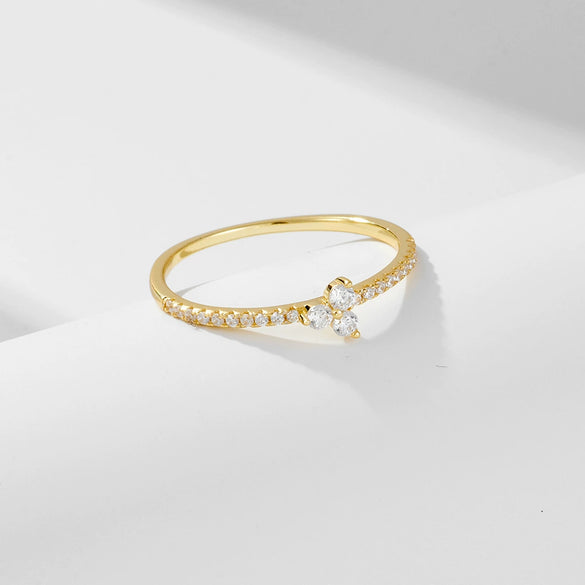 Sterling Silver Women's Geometric Micropaved Zircon Light Luxury Ring