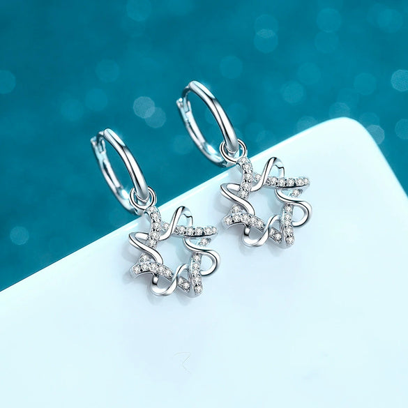 925 Sterling Silver Women's Geometric Polygon Stud Earrings With Moissanite Inlay Textured Gravel Style