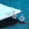 925 Sterling Silver Women's Geometric Polygon Stud Earrings With Moissanite Inlay Textured Gravel Style