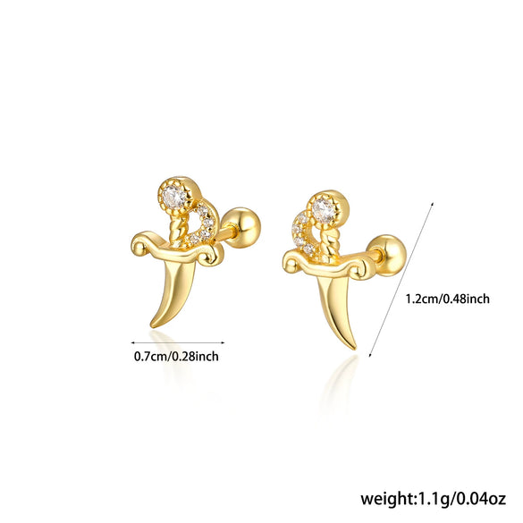 925 Sterling Silver Women's Geometric Zircon Set Earrings