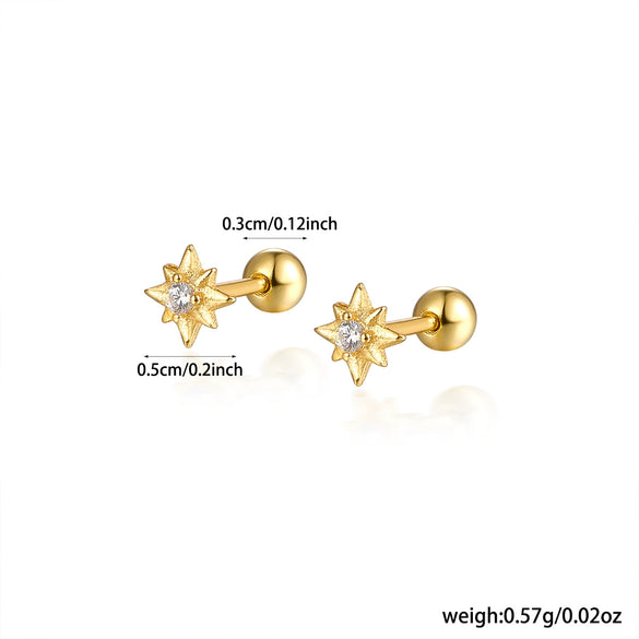 925 Sterling Silver Women's Geometric Zircon Set Earrings