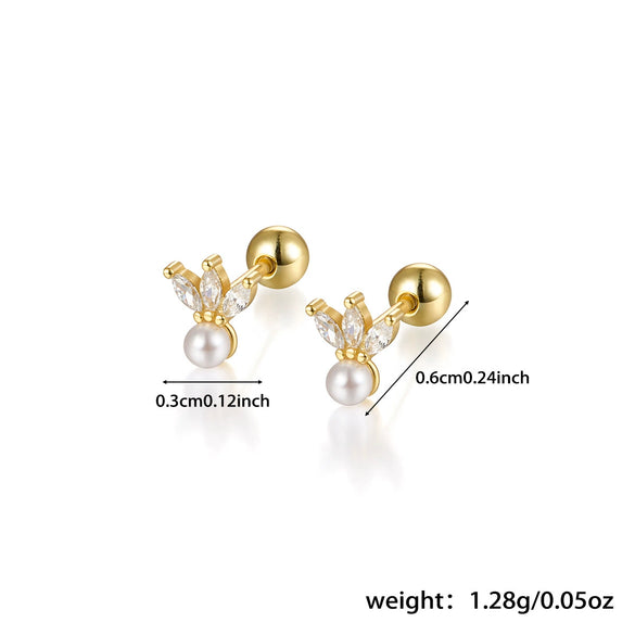 925 Sterling Silver Women's Geometric Zircon Set Earrings