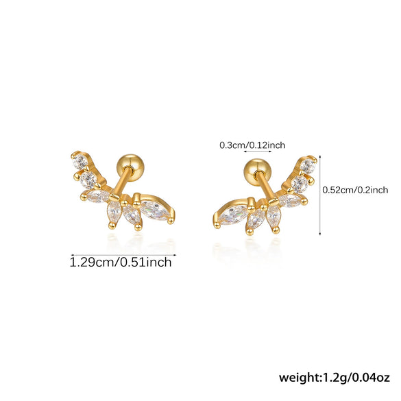 925 Sterling Silver Women's Geometric Zircon Set Earrings