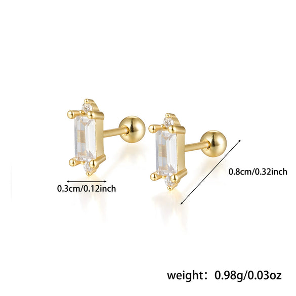 925 Sterling Silver Women's Geometric Zircon Set Earrings