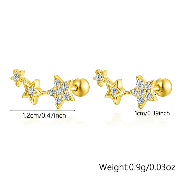 925 Sterling Silver Women's Geometric Zircon Set Earrings