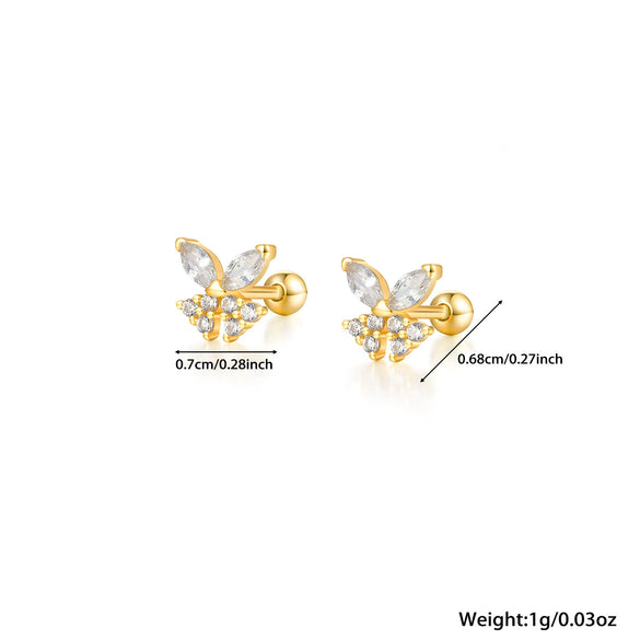 925 Sterling Silver Women's Geometric Zircon Set Earrings