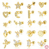 925 Sterling Silver Women's Geometric Zircon Set Earrings