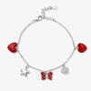925 Sterling Silver Women's Love Oil Dripping Bow Bracelet With Stars Pattern