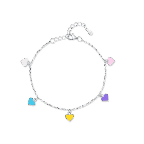 925 Sterling Silver Women's Niche Design Heart Shape Epoxy Love Bracelet