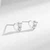 Sterling Silver Women's Small Fresh Diamond Hollow Heartshaped Earrings