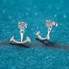 925 Sterling Silver Women's Smile Stud Earrings With Four Prong Set Micro Inlaid Moissanite Diamond Look Design
