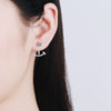 925 Sterling Silver Women's Smile Stud Earrings With Four Prong Set Micro Inlaid Moissanite Diamond Look Design