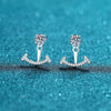 925 Sterling Silver Women's Smile Stud Earrings With Four Prong Set Micro Inlaid Moissanite Diamond Look Design