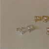 925 Sterling Silver Zircon Bow Electroplated Geometric Earrings
