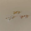 925 Sterling Silver Zircon Bow Electroplated Geometric Earrings