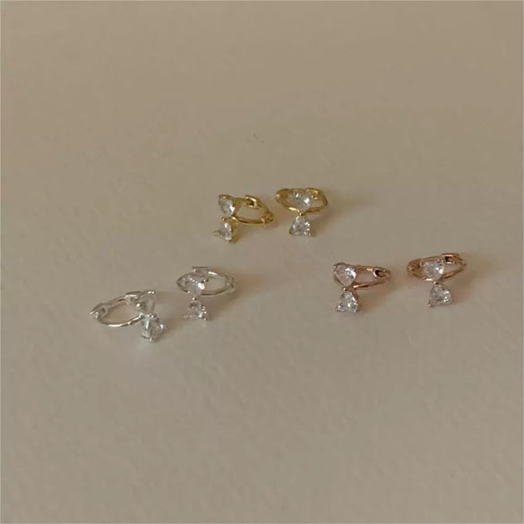 925 Sterling Silver Zircon Bow Electroplated Geometric Earrings