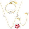 Sterling Silver Zircon Butterfly Rings Earrings Necklace