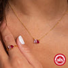 Sterling Silver Zircon Plating Inlay Water Droplets Rectangle Rings Necklace