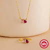Sterling Silver Zircon Plating Inlay Water Droplets Rectangle Rings Necklace