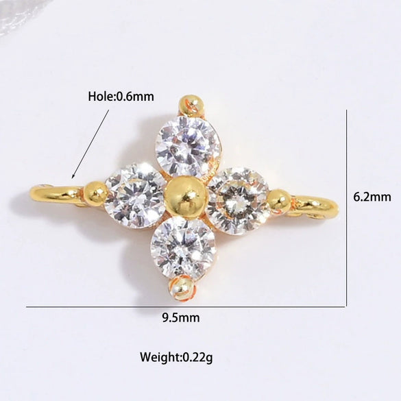 Sterling Silver Zirconium Inlaid Fourleaf Clover Geometric Double Hanging Bracelet Pendant