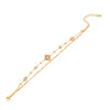 Sticky Diamond Flower Double Imitation Pearl Bracelet In Titanium Steel For Women Electroplated Jewelry