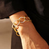 Stitching Ring Bracelet In Cool Punk Style With Stainless Steel And Rhinestone Geometric Design Electroplated