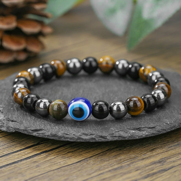 Stone Beaded Handmade Unisex Facet Gem Grey Moonlight Colorful Black Gallstone Lotus Tiger Eye Crystal Bracelet