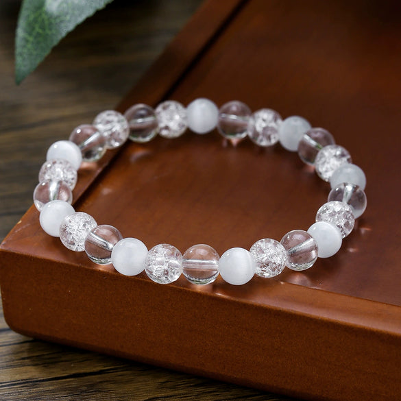 Stone Beaded Handmade Unisex Facet Gem Grey Moonlight Colorful Black Gallstone Lotus Tiger Eye Crystal Bracelet