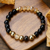 Stone Beaded Handmade Unisex Facet Gem Grey Moonlight Colorful Black Gallstone Lotus Tiger Eye Crystal Bracelet