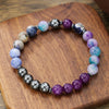 Stone Beaded Handmade Unisex Facet Gem Grey Moonlight Colorful Black Gallstone Lotus Tiger Eye Crystal Bracelet