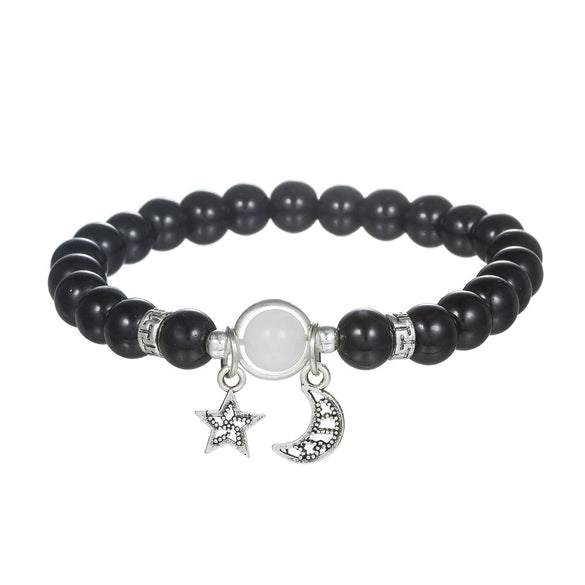 Stone Geometry Handmade Unisex Irregular Black Volcanic Stone Tiger Eye Bracelet