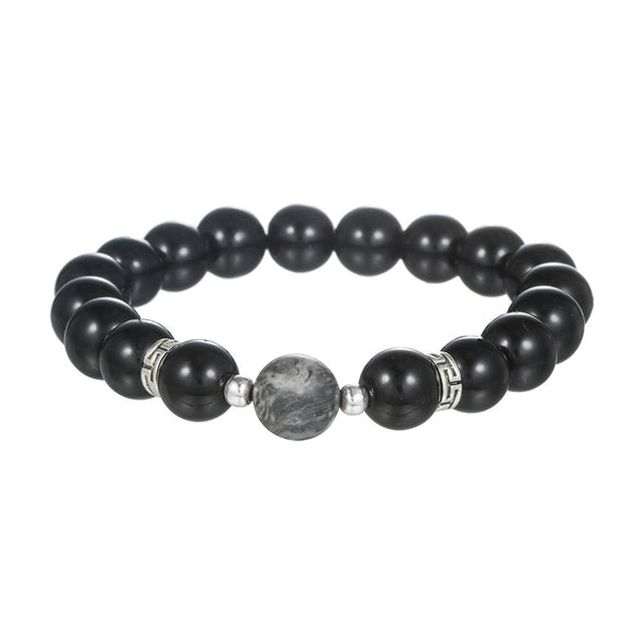 Stone Geometry Handmade Unisex Irregular Black Volcanic Stone Tiger Eye Bracelet