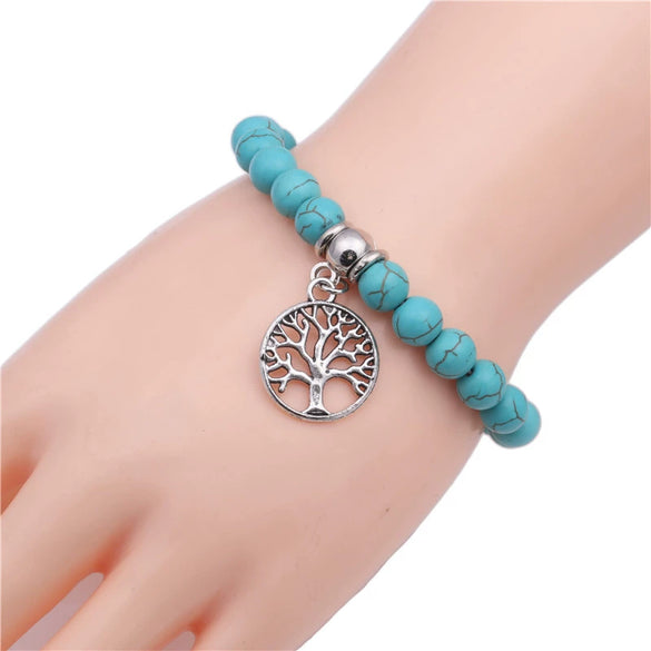 Stone Life Tree Pendant Handmade Unisex Bracelet With Animals And Zodiac Pattern