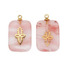 Stone Square Oval Pendant Necklace With Cross Pattern And Electroplating Treatment