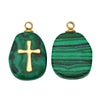 Stone Square Oval Pendant Necklace With Cross Pattern And Electroplating Treatment