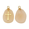 Stone Square Oval Pendant Necklace With Cross Pattern And Electroplating Treatment